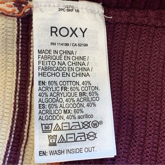 Roxy Above The Sun Colorblock Chunky Ribbed Knit Oversized Cardigan Sweater XS - Picture 8 of 11